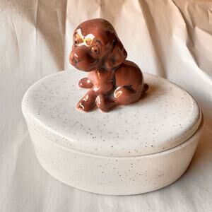 Chocolate Lab Puppy Dog Ceramic Candy Jewelry Catchall Dish with Hand Painted